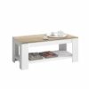 Mesa Centro con revistero, Mesa elevable, mesita Mueble Salon Comedor, Acabado en Blanco Artik y Roble Canadian, Medidas… - Imagen 3