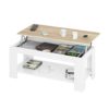 Mesa Centro con revistero, Mesa elevable, mesita Mueble Salon Comedor, Acabado en Blanco Artik y Roble Canadian, Medidas… - Imagen 4